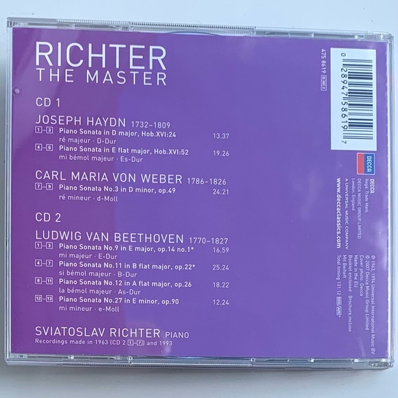 Richter the Master Vol. 6 Haydn Beethoven Weber CD Decca 2007 UPC 028947586197 - Picture 5 of 5